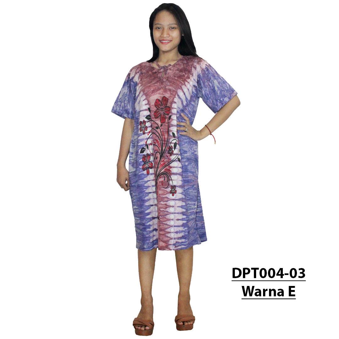 Daster Batik Kaos Lengan pendek - Motif Bunga - Leher Tali - (DPT004-03) Batik Alhadi