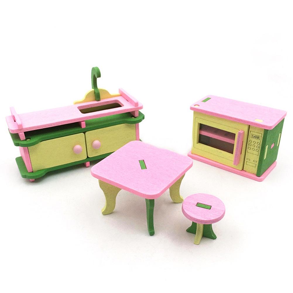 LumiParty Creative Wooden Simulation Furniture 3D Assembly Puzzle Set Building Construction Blocks Jigsaw Puzzle Toys Style:Kitchen