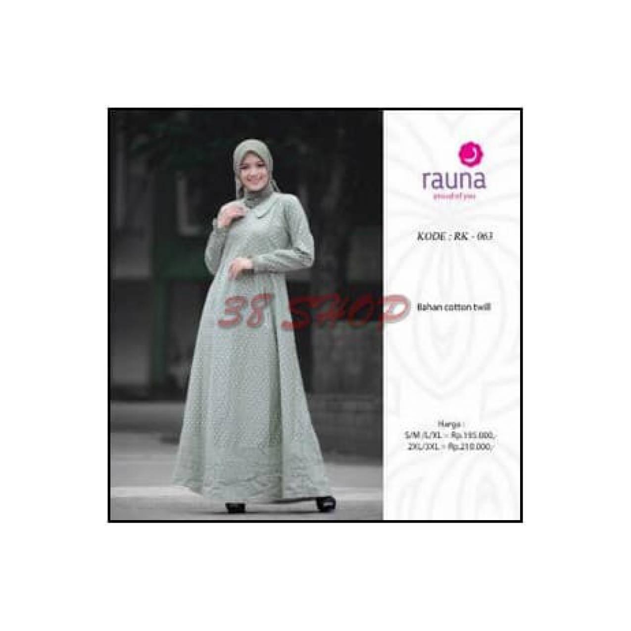Hot Promo Gamis katun rauna rk 063/ gamis polkadot/ baju muslim terbar