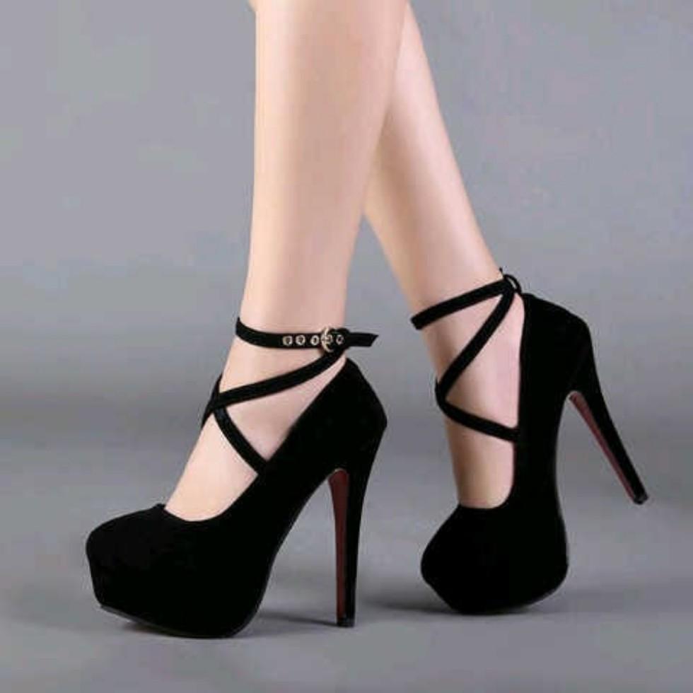 Casual Black High Heels / Sepatu Kerja HB 09