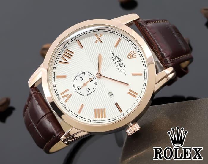 Jam tangan pria / Jam tangan pria original / Jam tangan pria murah / Jam tangan pria terbaru / Jam tangan pria swiss army / Jam tangan pria terbaik / Jam Tangan Pria / Cowok Rolex Oyster 02 Leather Brown Rose White DISKON MURAH!!!