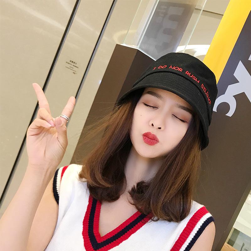 Topi Nelayan Musim Semi atau Musim Panas Baru Topi Buket Sederhana Pelindung Sinar Matahari Matahari (PPC-4195 Huruf Ido Bakso Topi denim Biru)