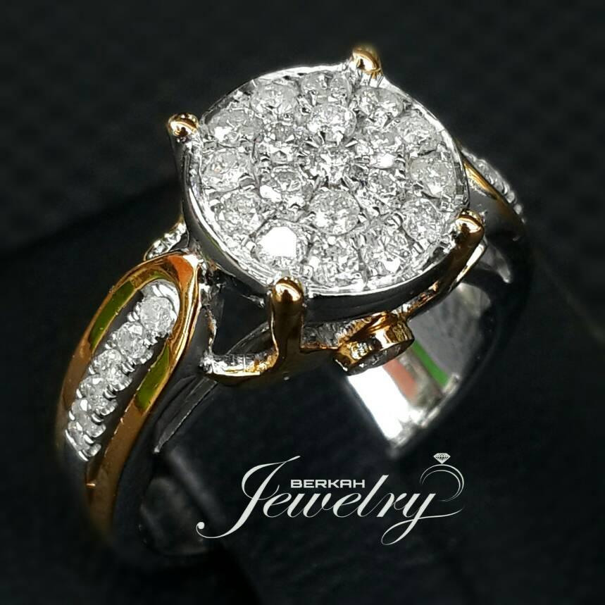 Cincin Emas 75 %anita Berlian Eropa Natural Diamond White Gold Nikah