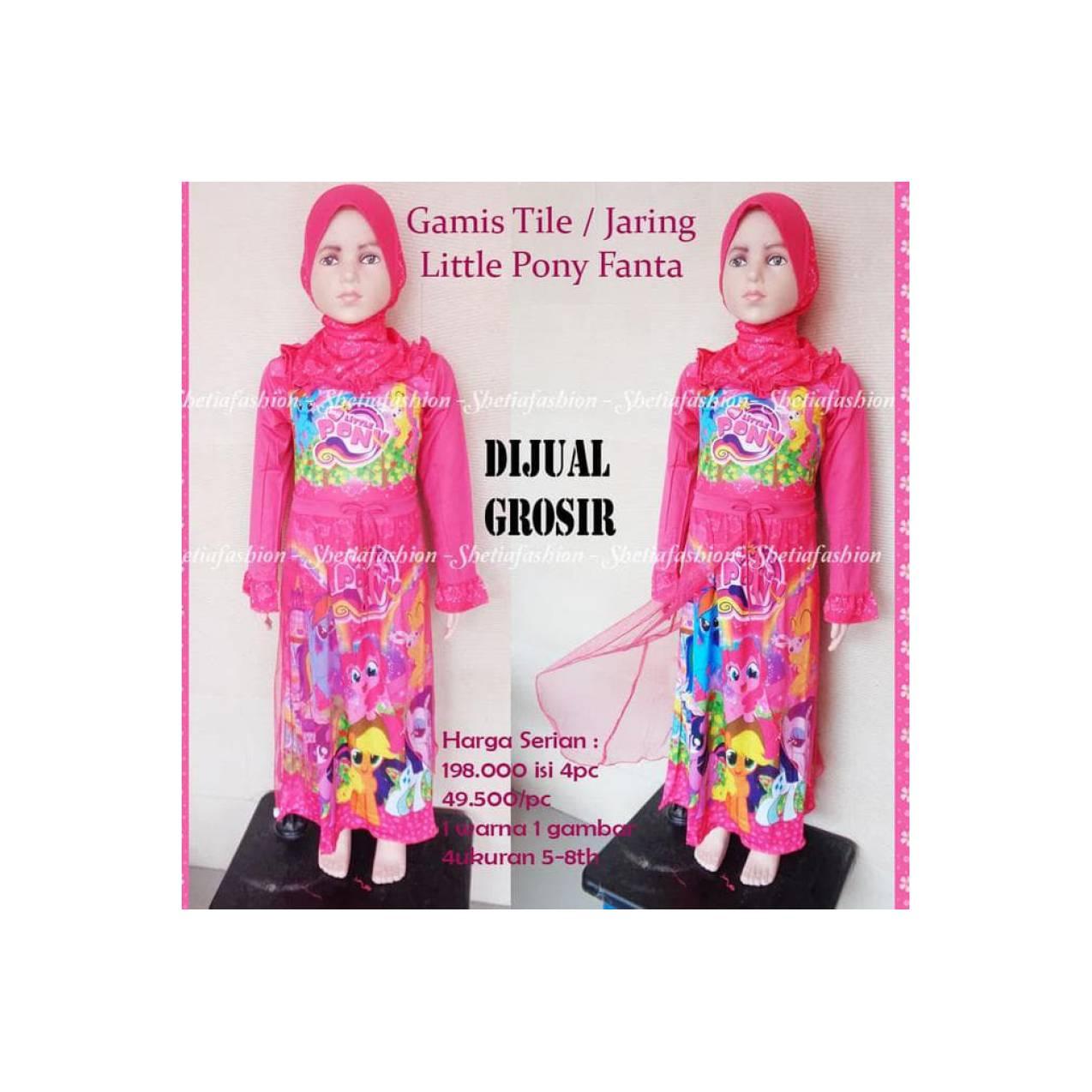 Diskon Little Pony Lp Gamis Karakter Anak Baju Muslim : Pony Hijau +