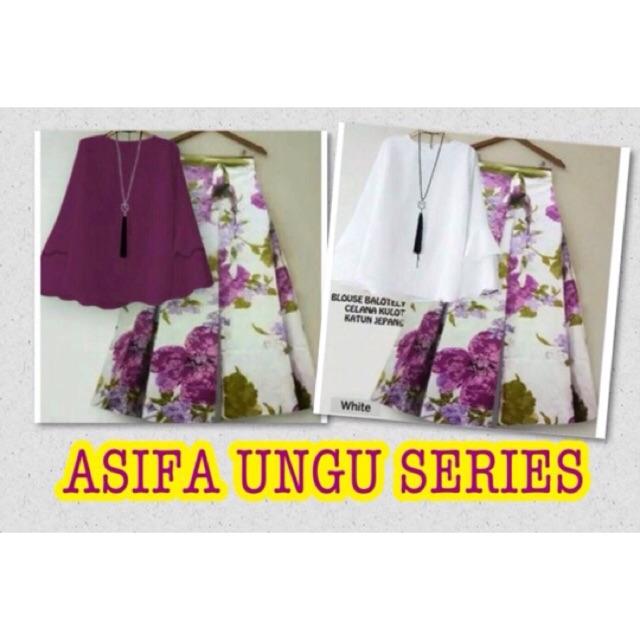 Clerence Sale Setelan Kulot Asifa Ungu Best Seller Katun Jepang
