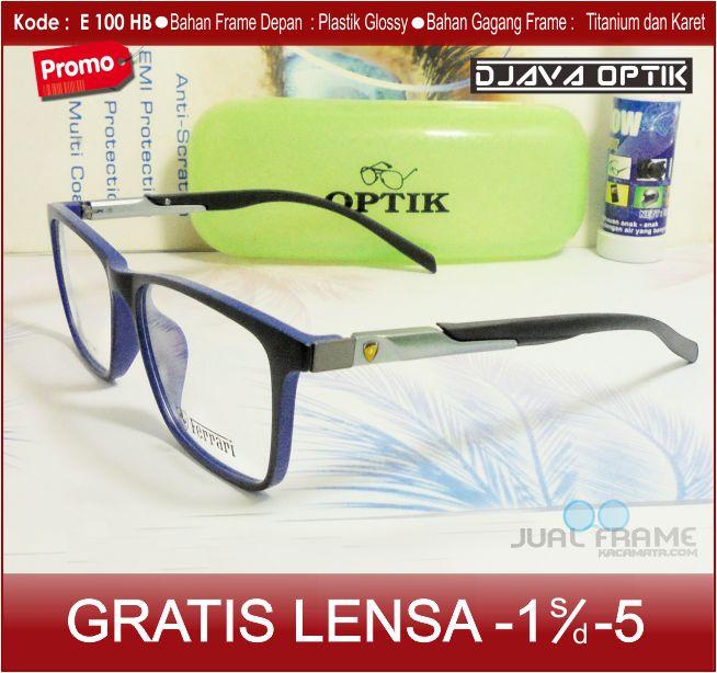 Frame Kacamata Ferari e100 + Lensa minus/plus/silinder Kacamata untuk pria dan wanita Kacamata Resep & Baca