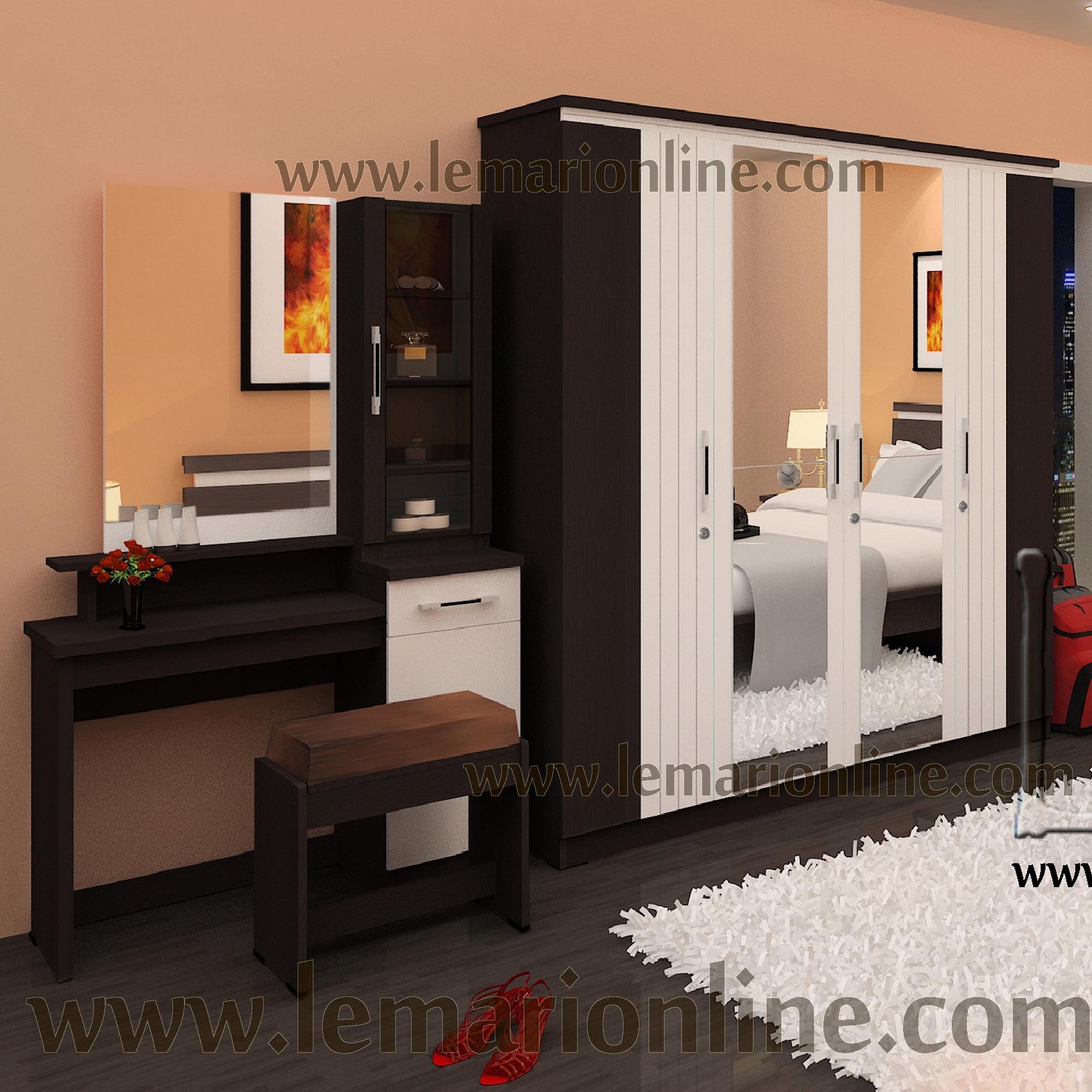 Lemari Pakaian 4 Pintu dan Meja Rias (Paket Minimalis)