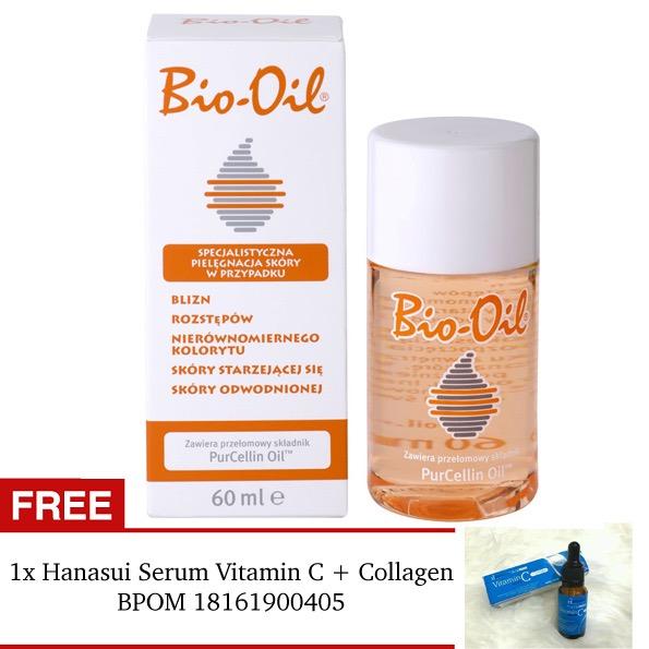 Bio Oil Jamin Penghilang Bekas Luka & Strechmark Minyak Untuk Perut Ibu Hamil Free Hanasui Serum Vitamin C dan Collagen BPOM 18161900405 - 60ml