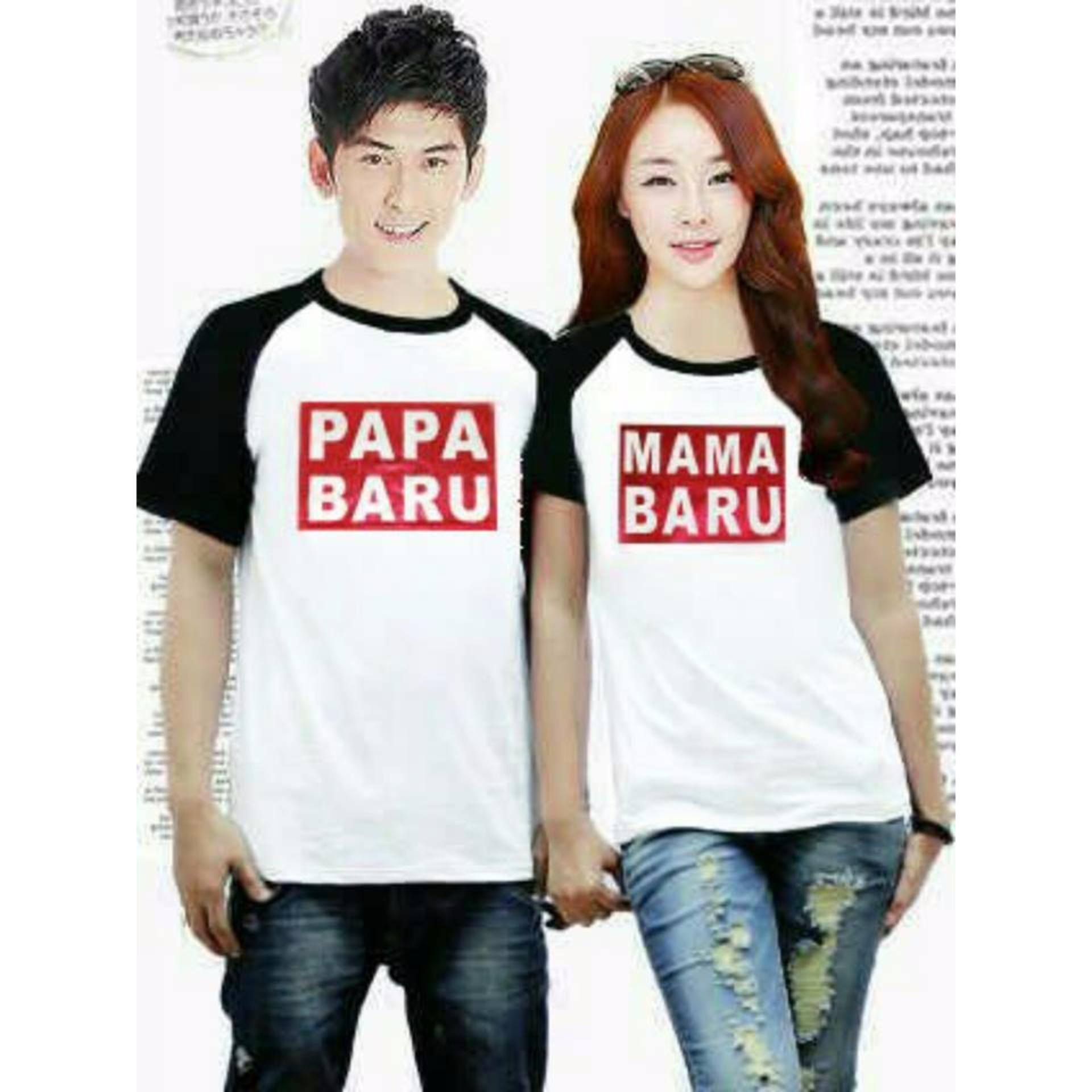 COUPLELOVER- KAOS KAPEL KAOS COUPLE KIMONO PAPA MAMA BARU WHITE BLACK PD (PRIA+WANITA) T-SHIRTS COUPLE BAJU FASHION KAOS PASANGAN