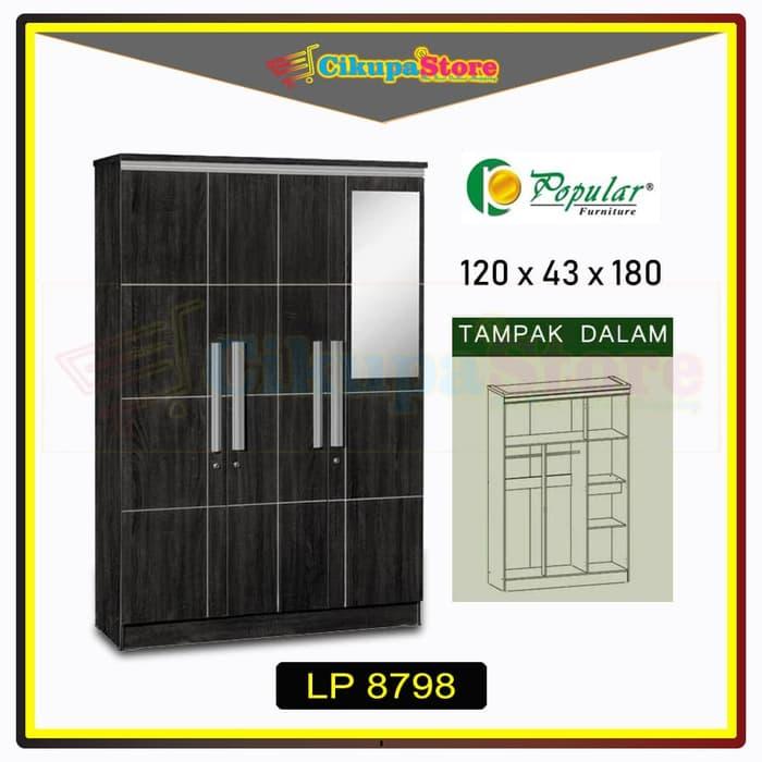 Lemari Pakaian 3 Pintu Cermin + 2 Gantungan | Tempat Baju LP 8798 - Khusus Area JABODETABEK