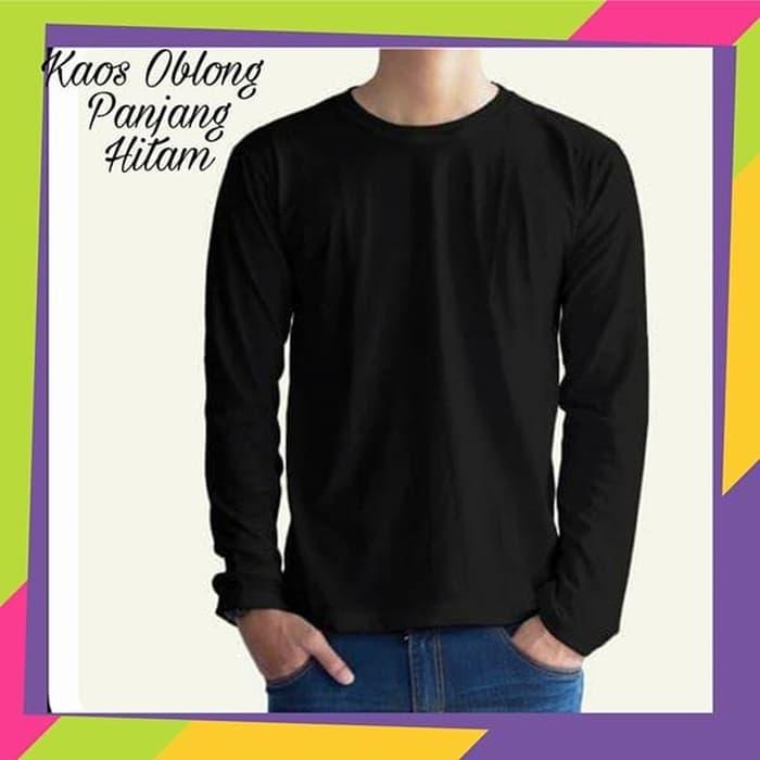 Kaos Oblong Lengan Panjang Hitam Polos - Kaos Polos Lengan Panjang
