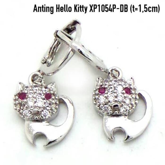 Anting Hello Kitty Perhiasan Lapis Emas Putih Aksesoris Wanita XP1054P