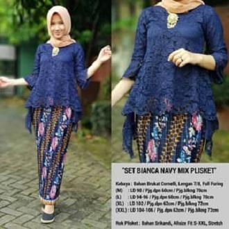 Kebaya Modern Brukat Rinjani Full Puring Rok Plisket Aneka Pilihan