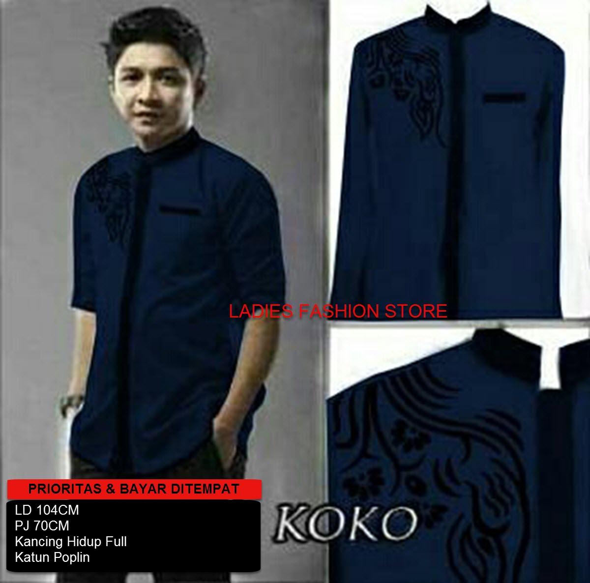 LF Atasan Pria Koko Lengan Panjang Katun Poplin / Atsan Busana Muslim Pria / Atasan Pria Terbaru /Baju Lebaran Kokoh Pria / Gamis Pria / Kemeja Lebaran Pria / Atasan Baju Muslimin / Kemeja Baju Murah / impor Premium BG (koko Shapa) - Navy Maroon Abu Putih
