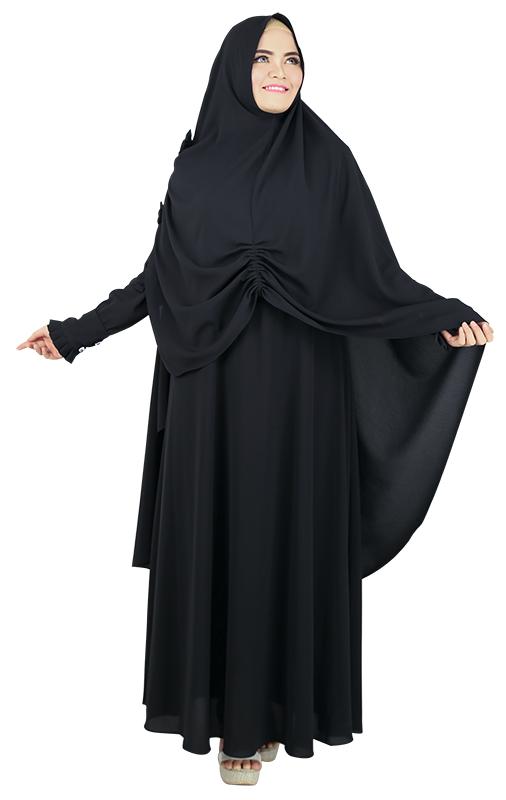 Raindoz Gamis Syari - bahan cotton Murah & berkualitas (hitam)