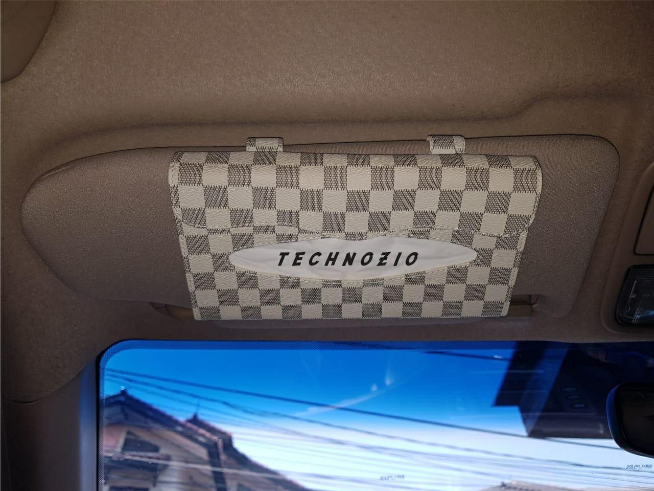 TECHNOZIO Tissue Sunvisor / Tempat Tissue Mobil Motif Cream Skak