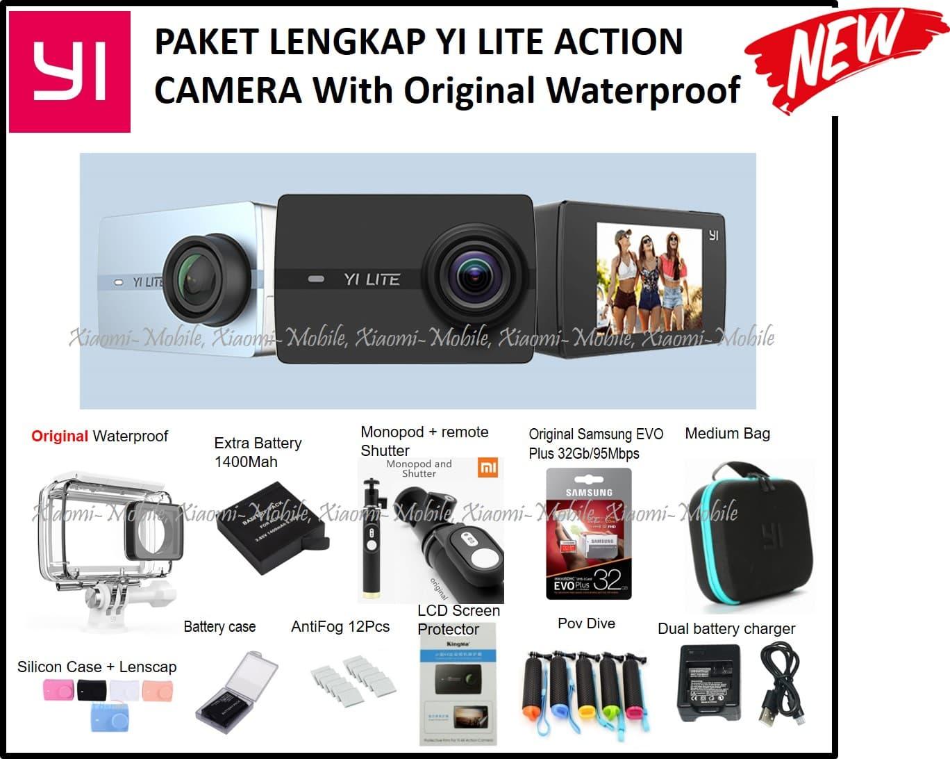 Action Camera Paket Lengkap Xiaomi Yi Lite with Original Wateroof