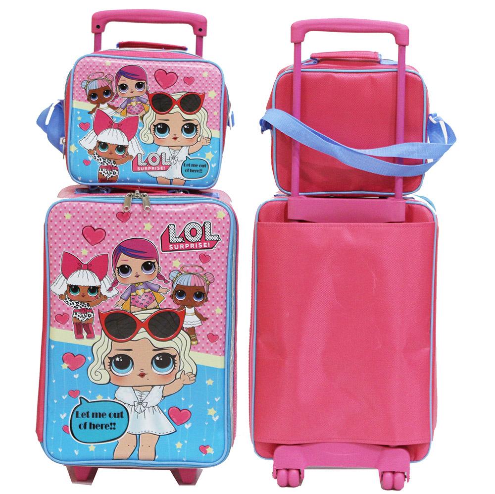 Onlan Set Koper LOL dan Lunch Bag Anak Bahan Sponge Tahan Air Gambar Karakter Anak Perempuan Cantik