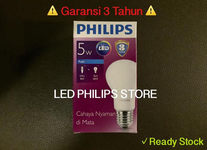 Promo Lampu Bohlam LED Philips 5 Watt Putih/Cool Day Light (5W 5 W 5Watt) original