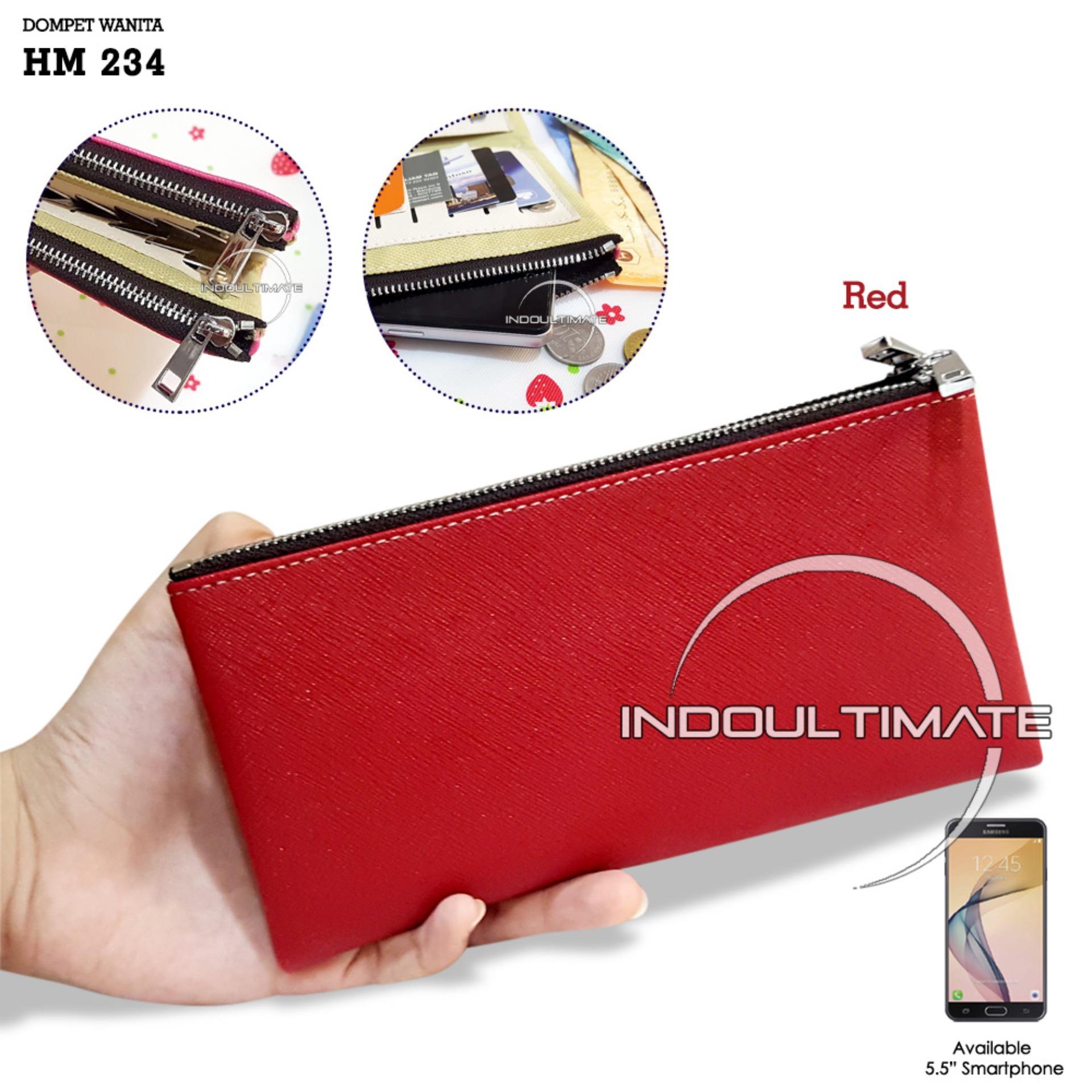 Ultimate Dompet Wanita HM-234 - Red Motif / Dompet Cewek / Cewe Kartu ATM Panjang Kulit Import Murah Lucu