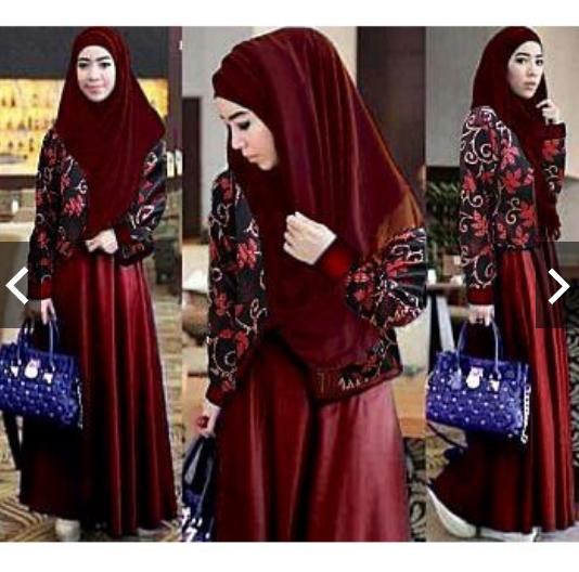 TotallyGreatShop Set Gamis Batik Pesta Wanita + Cardi batik + Hijab - Setelan Batik Pesta Casual Formal Wanita Hijaber Gaun Pesta maxi Dress Remaja Fashion Baju Lebaran Kondangan Muslimah Muslim Wanita Terbaru Kekinian Kebaya Batik Pesta Modern ihandien