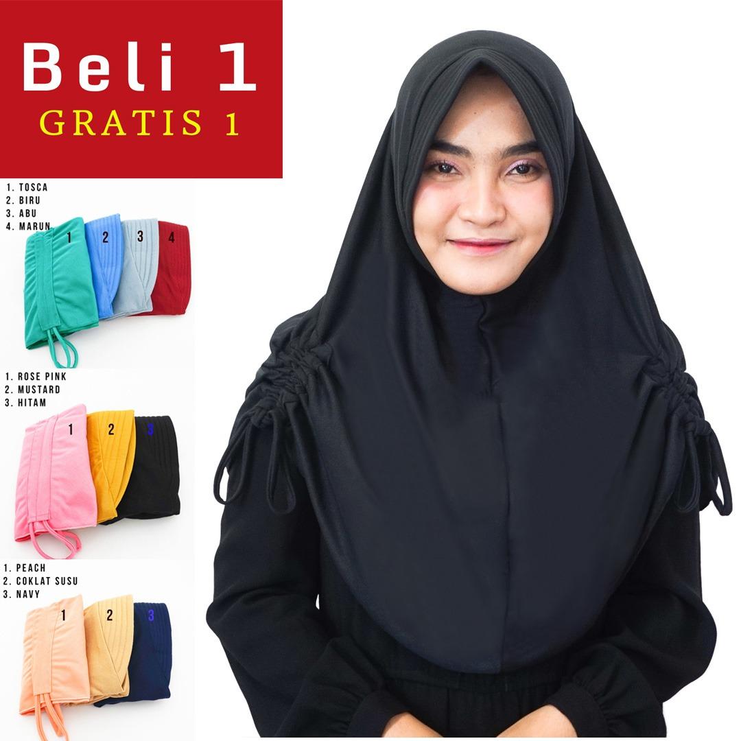 PROMO 1 GRATIS 1 Kerudung Instan Hijab Najwa PAD/PED Serut Jilbab Instan Kerudung Khimar Instan