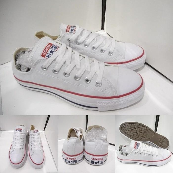 Sepatu Casual Harian Sekolah Kuliah Converse Allstar CT Mono Full White Putih Low Pria Wanita Couple+BOK