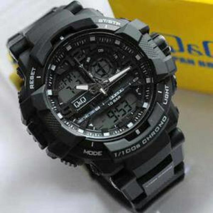 BEST SELLER!!! Jam Tangan Pria Digital Analog Besar Qq Gw86 Hitam Putih Ori Anti Air