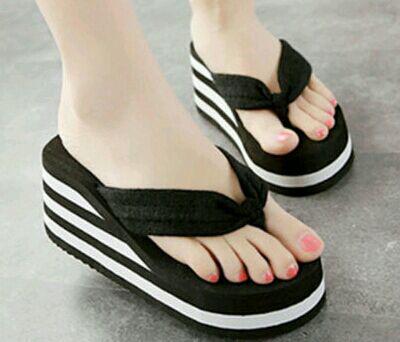 YM New Arrival Wedges Wanita Jepit Garis