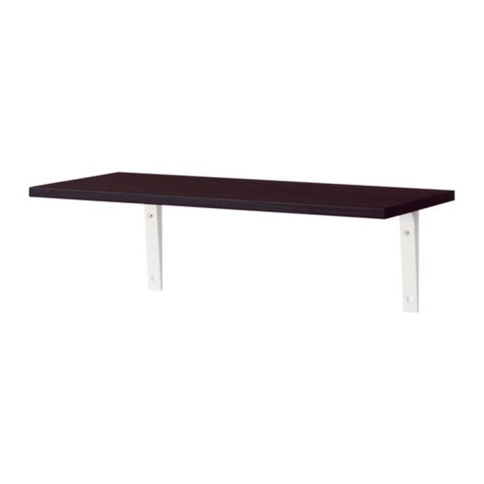 IKEA EKBY LAIVA Rak dinding, hitam-cokelat, bracket putih