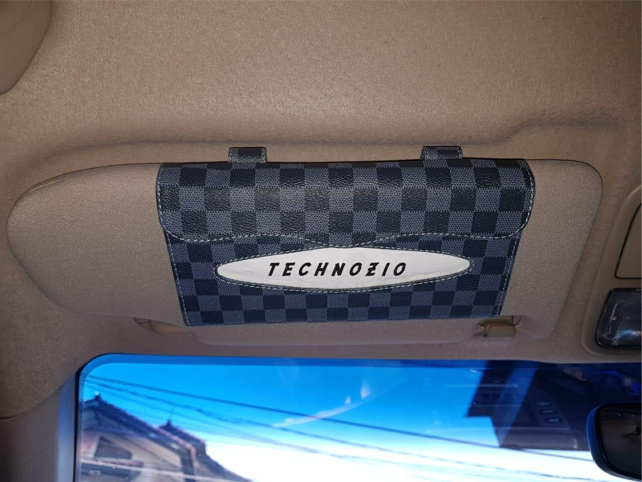 TECHNOZIO Tissue Sunvisor / Tempat Tissue Mobil Motif Abu Skak
