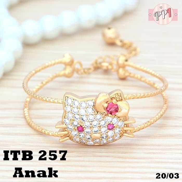 Gelang Korea Anak Hello Kitty Double Layer Emas 18k TB257