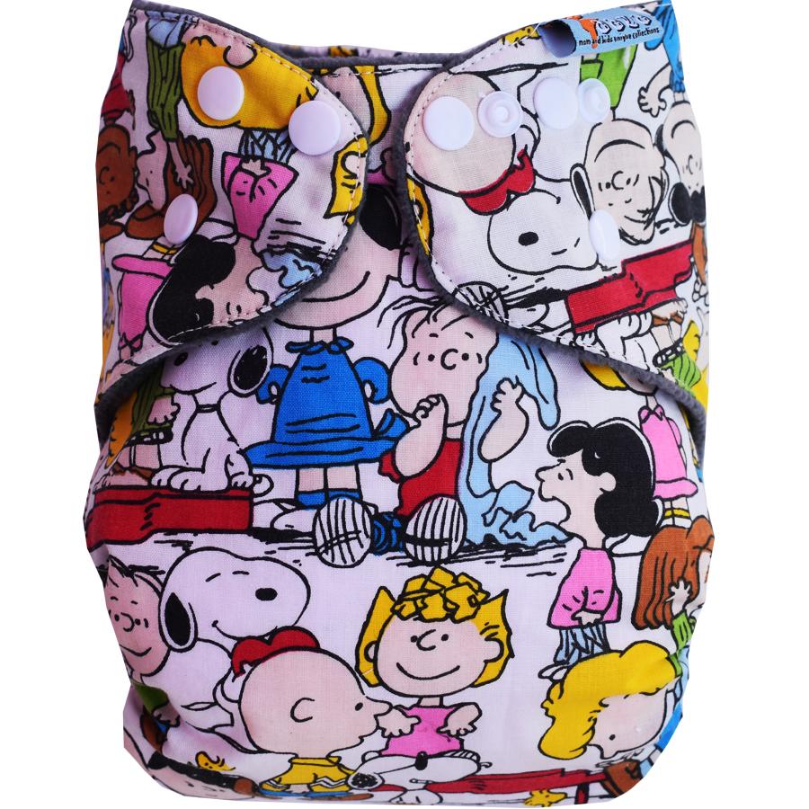 Faaza Store Clodi 1 Cover With 2 Insert Popok Kain / Cloth Diaper Inner Charcoal - Komik