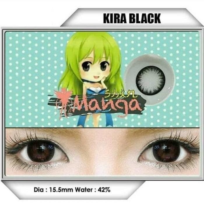 Softlens SHIN MANGA 1 tone KIRA BLACK NORMAL free 1 pc lenscase