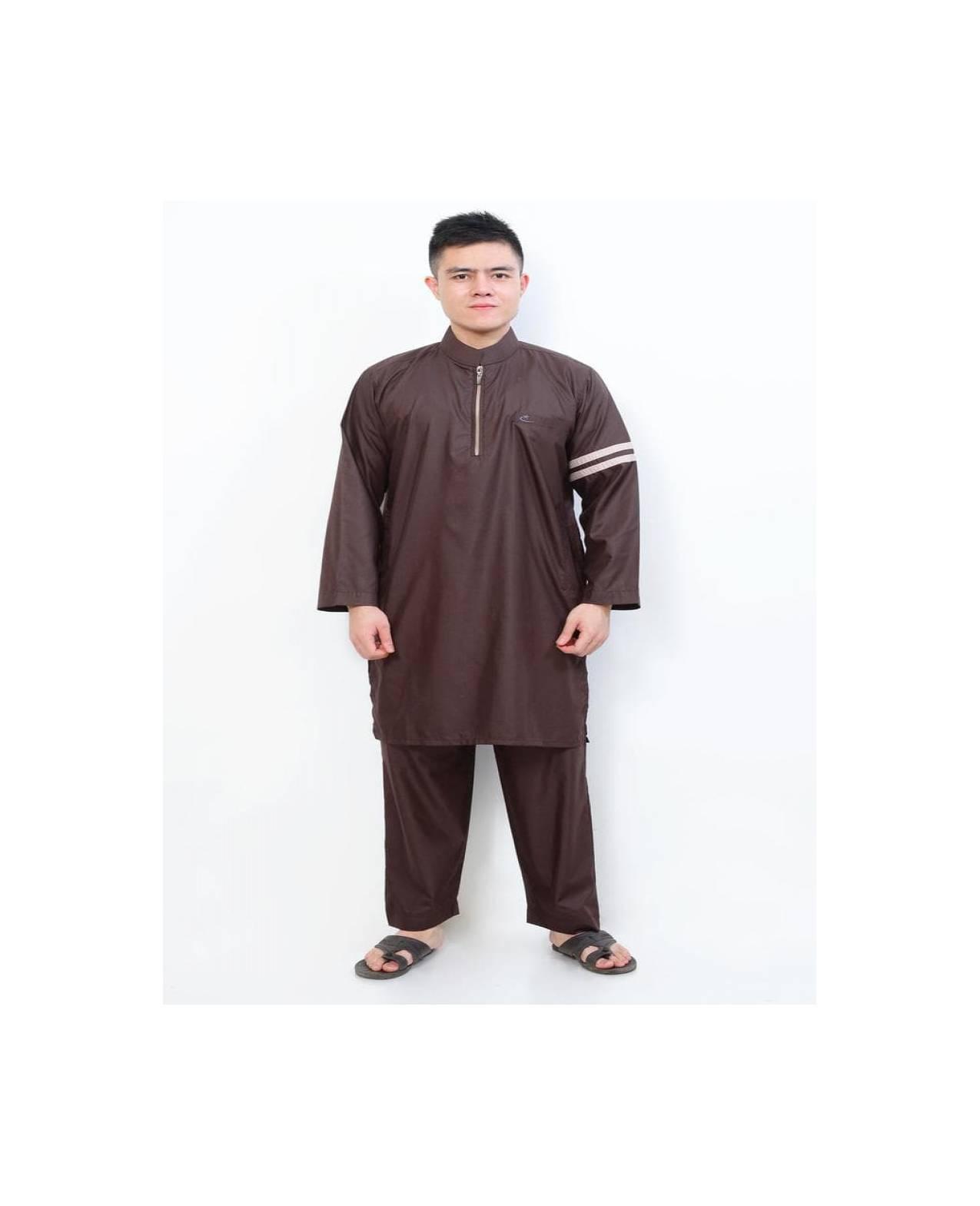 Setelan Muslim Gamis Pria Nabawi Coklat Kopi Al-Isra