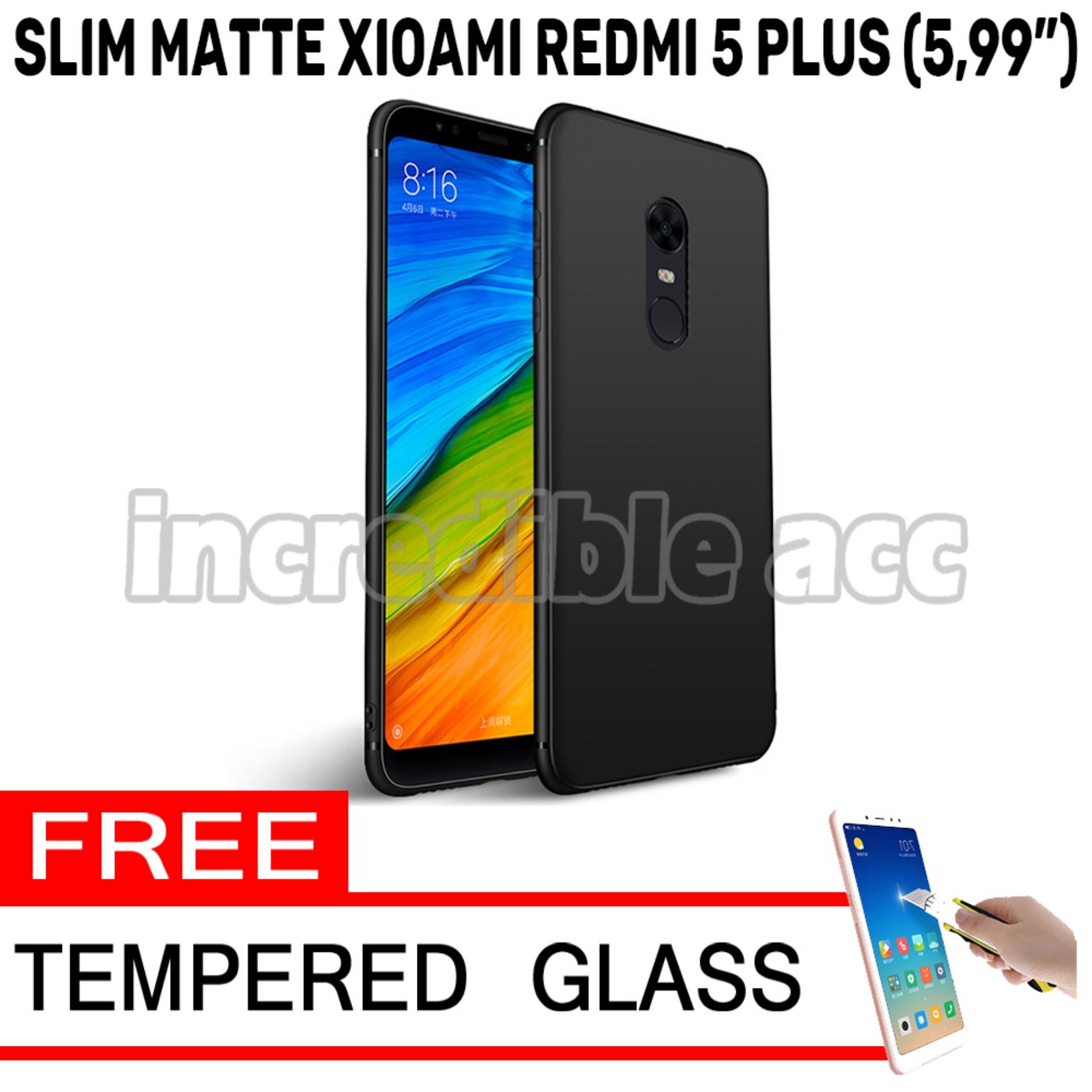Xiaomi Redmi 5 Plus (5,99 inch) Baby Skin Soft Anti Fingerprint Babby Skin Softase Silicon Slim Matte Ultra Slim - Black + Free Tempered Glass