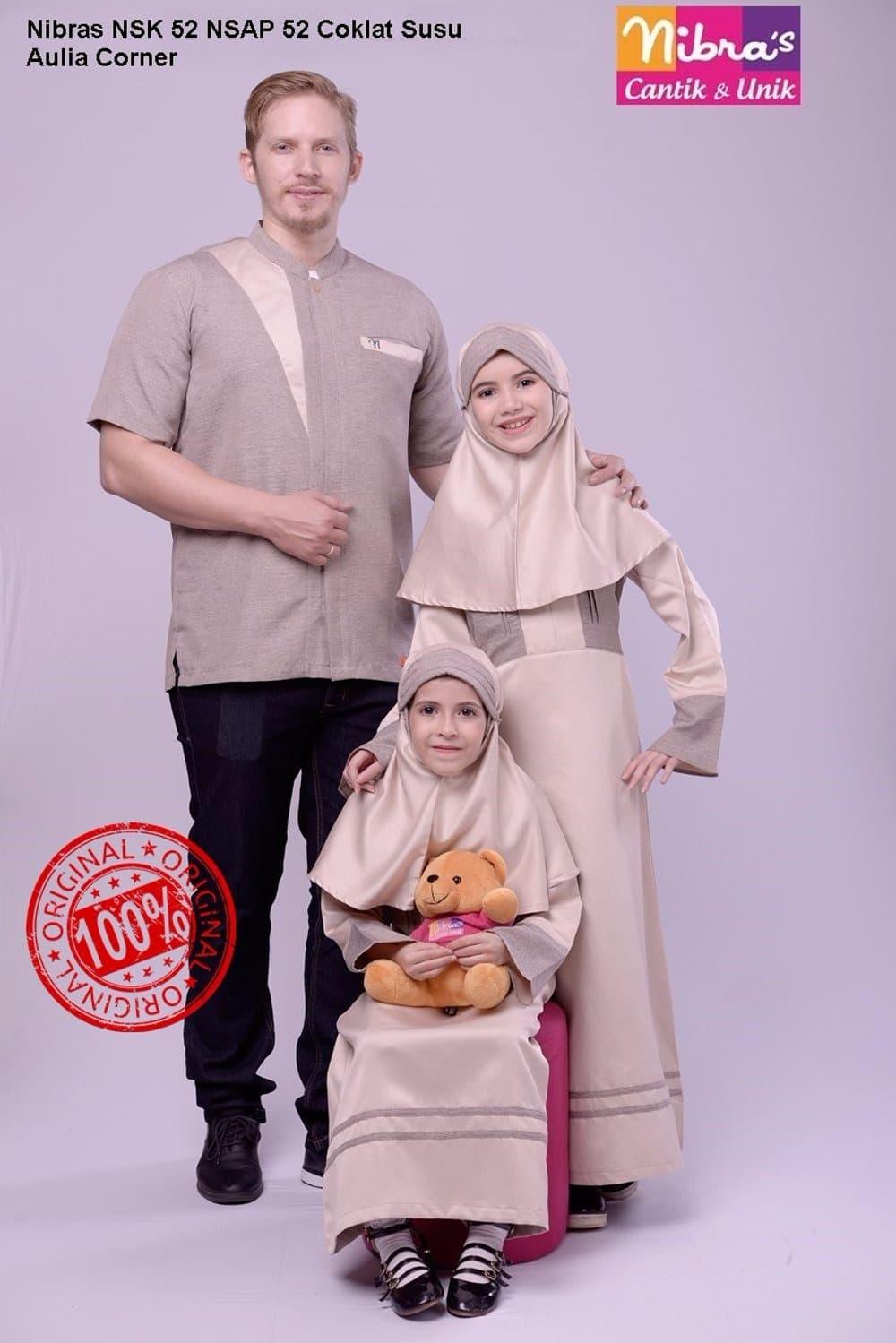 Nibras Koko Ayah NSK 52 Gamis Anak NSAP 52 Coklat Susu