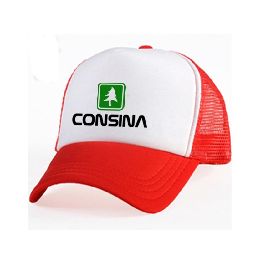 Do More Store Topi Trucker Consina Logo Black - Putih Jaring Merah Premium