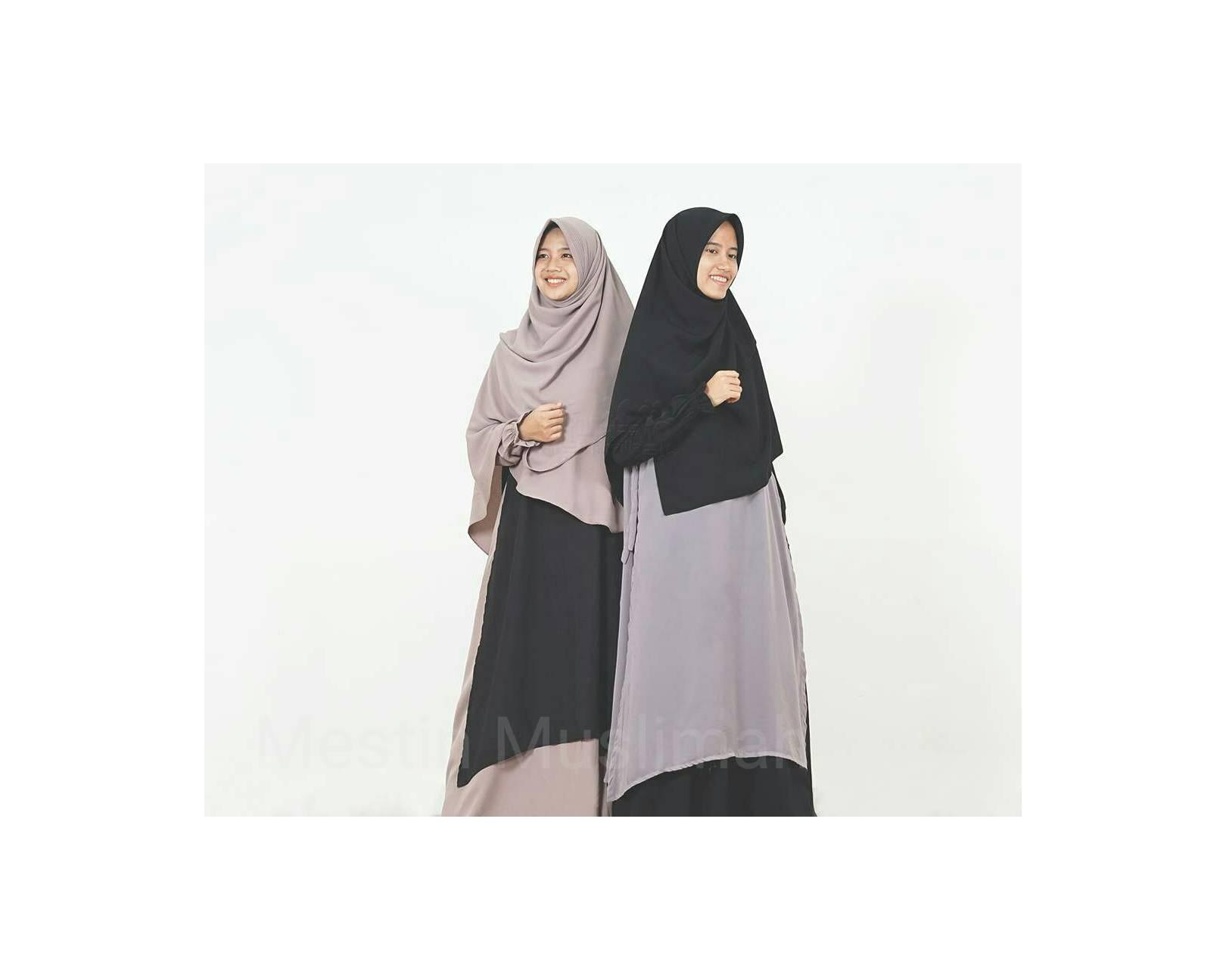Gamis Güzel Basic Mocca & hitam Busui Wolly Crepe Alila hijab Modern