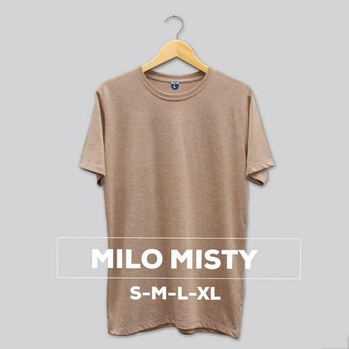 Baju Kaos Polos Pria Wanita 100% Cotton Combed 30S Lengan Pendek High Quality Warna MILO MISTY