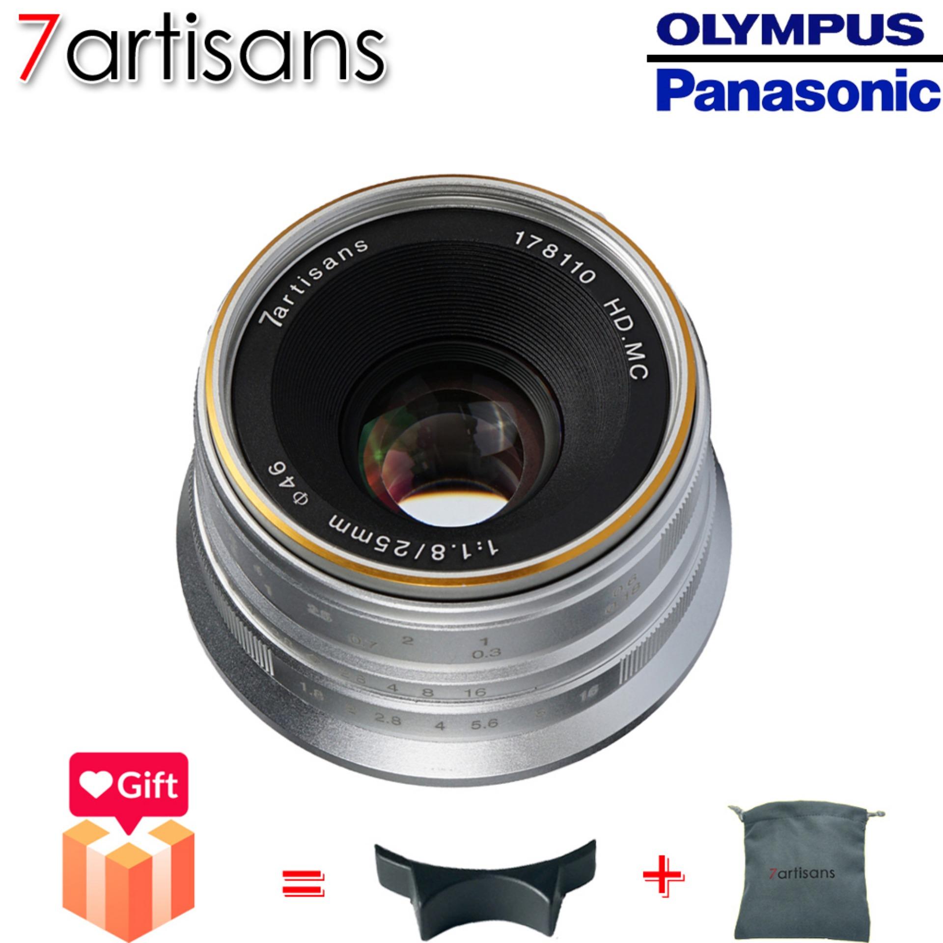 7artisans 25mm F1.8 Manual Lensa Tetap untuk M4/3 Gunung Kamera Panasonic G1 G2 G3 G4 G5 G6 G7 GF1 GF2 GF3 GF5 GF6 GM1 Olympus E-PM1 E-PM2 E-PL1 E-PL2 E-PL3 E-PL5 (Hitam/Perak)