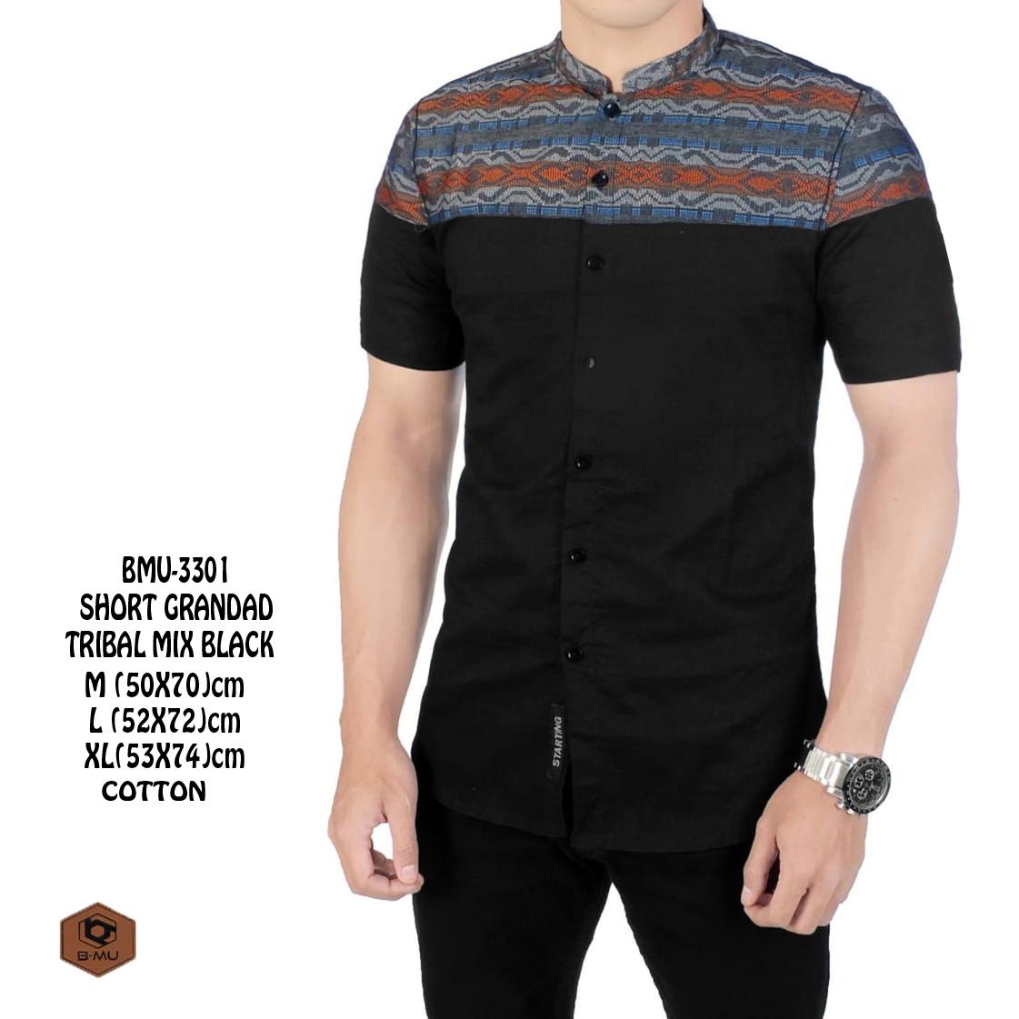 the most - Kemeja Pendek hitam sanghai koko mix tribal Kemeja kemeja santai adem motif Garis nyaman kantor kerja Kemeja Bagus Kemeja Murah atasan cowok termurah terlaris beli baju distro bandung