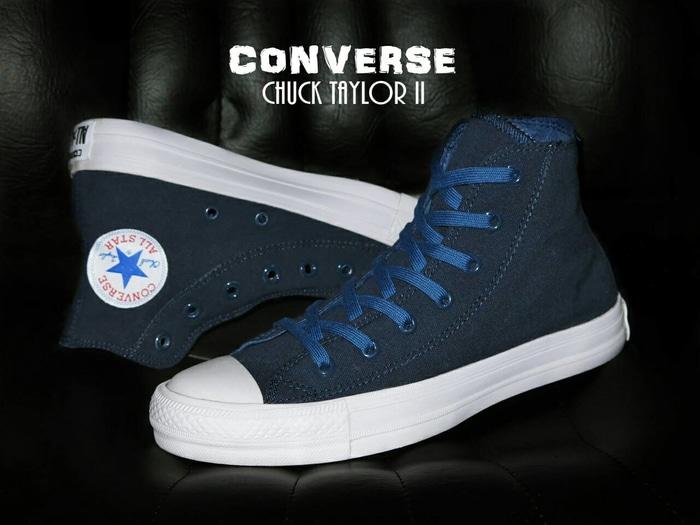 DISKON TERLARIS - Sepatu Casual Converse Chuck Taylor Hi Komponen Ori / Biru Navy 6 Ulasan