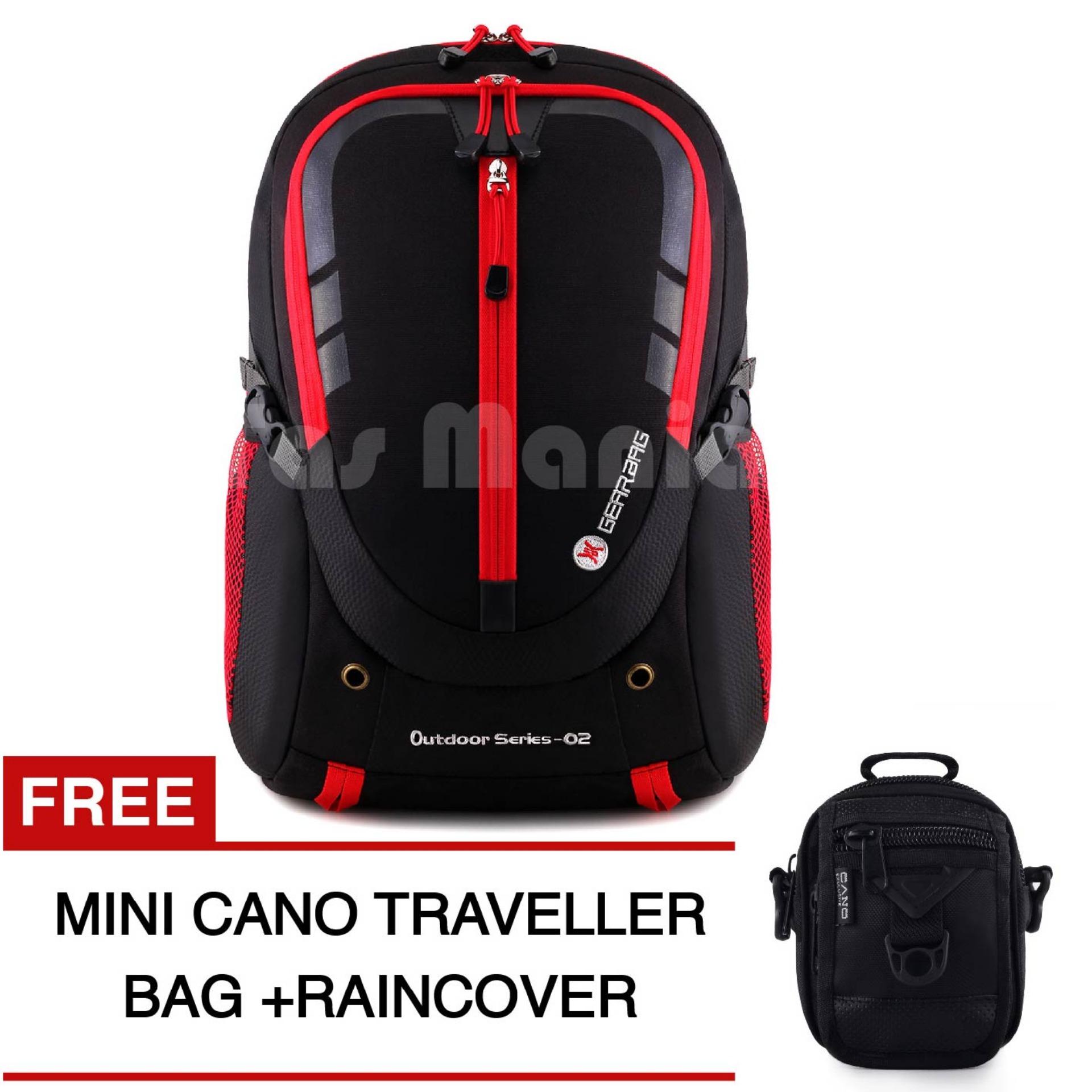 Tas Ransel Pria Gear Bag - Cyborg X23 Tas Laptop Backpack - Black Red + Raincover + FREE Tas Selempang Mini Cano Traveller - Black Promo Diskon Murah Tas Laptop Kerja Kantor Kuliah Anti Air Eiger Rei Consina North Face Deuter Termurah Terlaris Best Seller