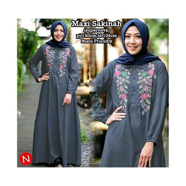 Promo Hari Ini Cn 7080 Belina Maxi Dress Terusan Gamis Syari Bunga Flower Wanita Murah Simple Elegan