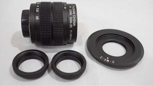 SALE - Lensa Fujian 35mm F1.7 C Mount CCTV Lens + C Adapter + 2x Macro Ring Original