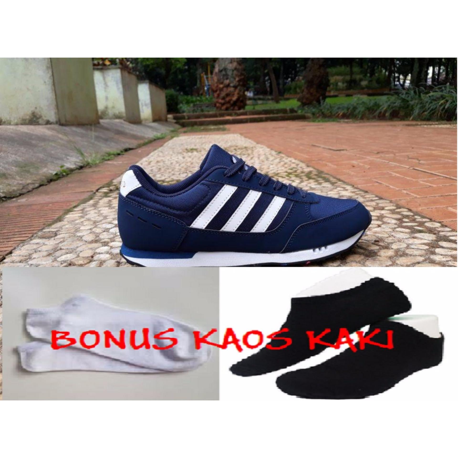 Info Harga Sepatu Adidas Biru Dongker Murah Terbaru November 2018 SEPATU SNEAKERS CASUAL KANVAS ADIDAS NEO BONUS KAOS KAKI Biru Dongker