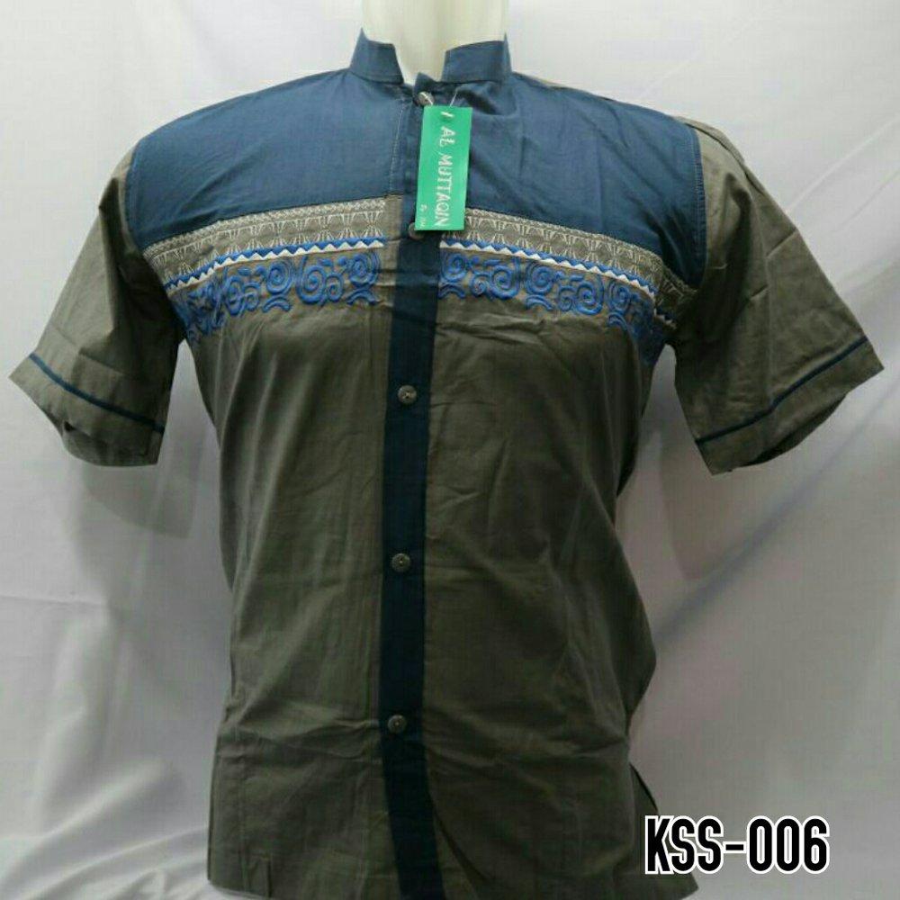Baju Koko Muslim Remaja Kemeja Koko Muslim Lengan Pendek Abu Bordir Kombinasi Tanah Abang Jakarta Al Muttaqin KSS 006 di lapak Al Muttaqin Collection produsenbajukoko