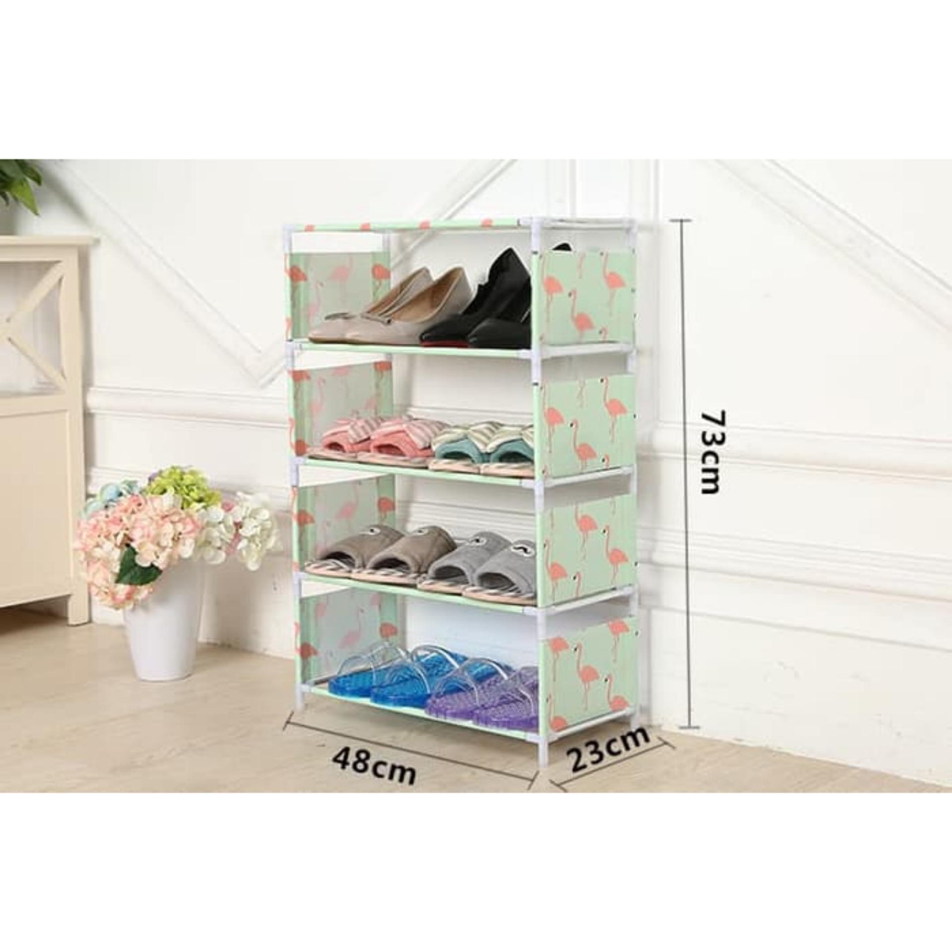 Lemari tempat penyimpanan lemari tempat sandal dan sepatu modern furniture Rak Sepatu Motif 5 Susun Tosca Flaminggo
