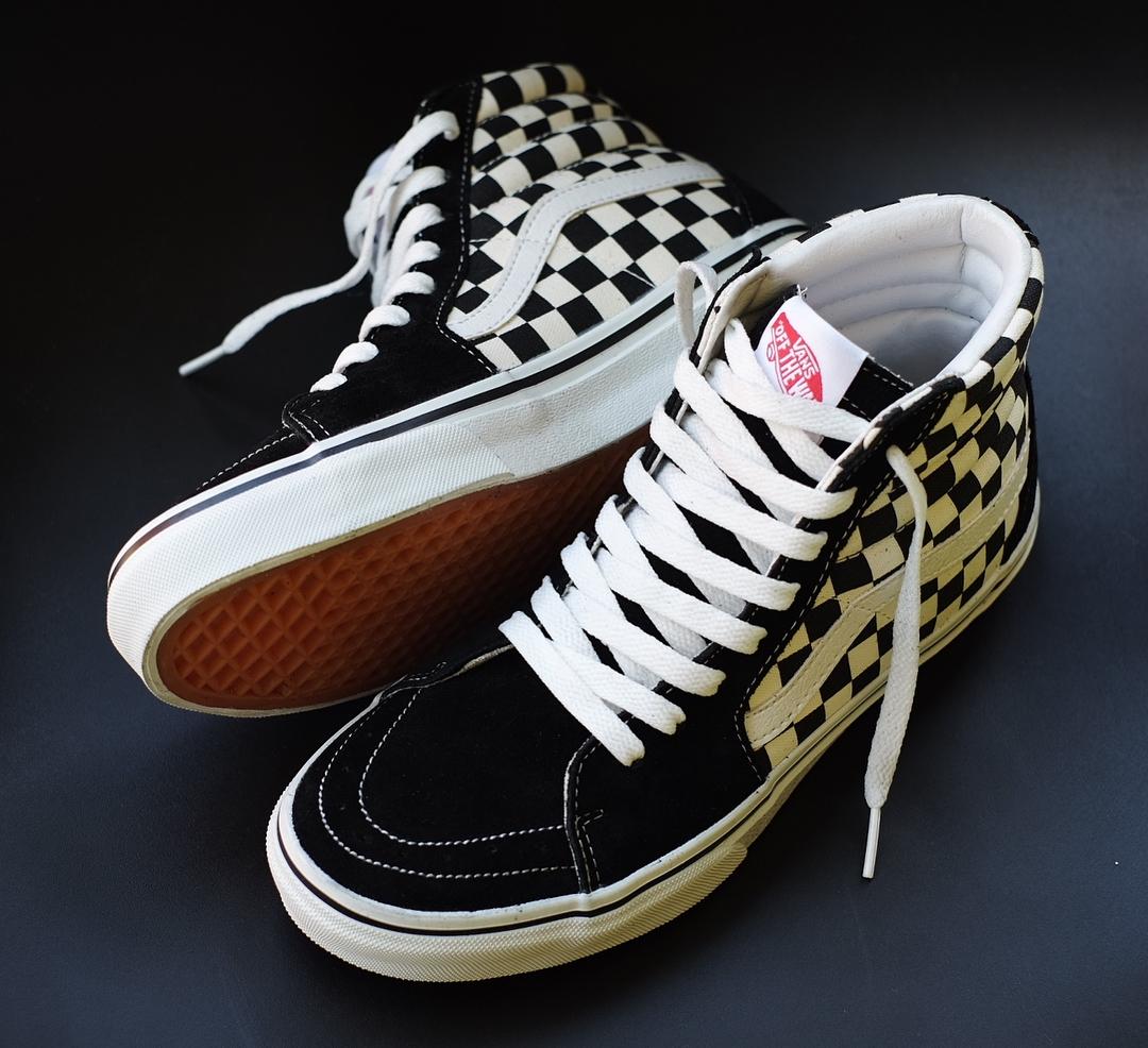 VANS SK8 HI CHECKERBOARD BLACK WHITE